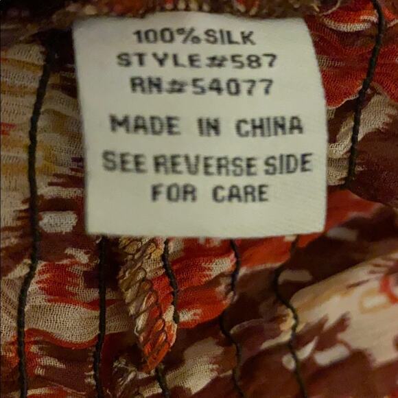 CABi silk blouse empire waist crochet trim Boho S - Picture 4 of 5